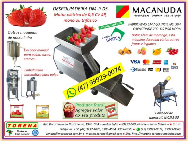 Fabricar Polpa de Morango Máquinas Profissionais Marca MACANUDA