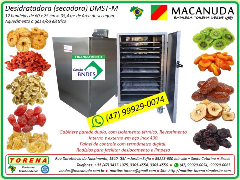 Máquina profissional de desidratar frutas, marca Macanuda