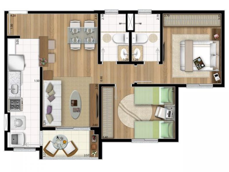 (AP) 59m², 2 quartos (1 suíte), (Jundiaí)