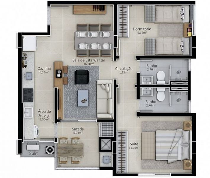Apartamento a venda bairro Michel Teven Criciúma