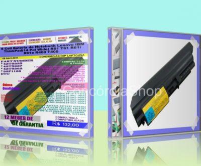 6 Cell Bateria de Notebook Lenovo IBM ThinkPad(14 Pol Wide) R61 T61 R61i R61e R400 T400