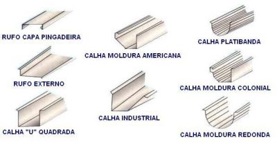 calhas de varios cortes e modelos