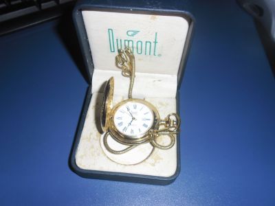 Vendo relógio de bolso dourado na caixa marca Dumont