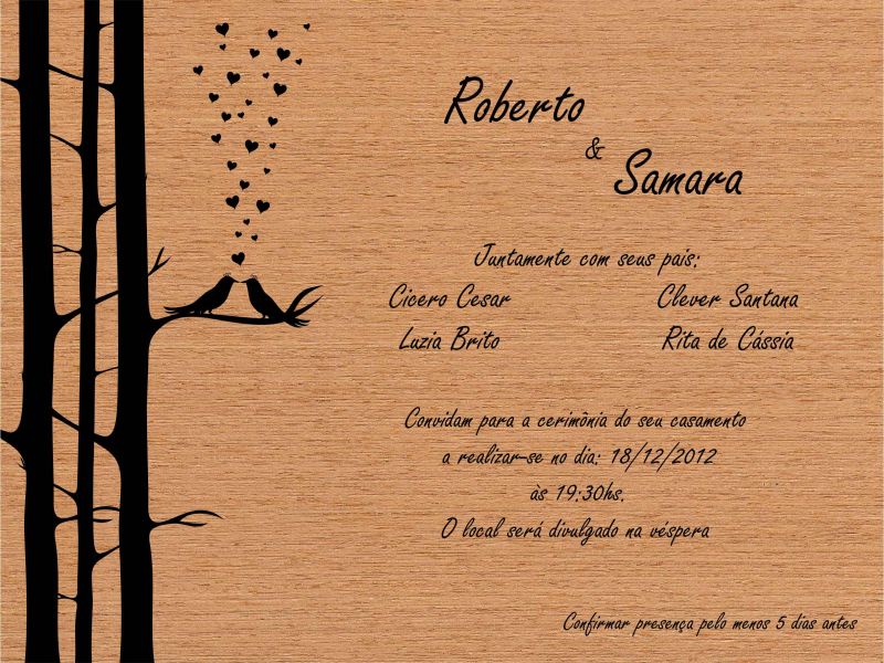 Convite de madeira para casamento