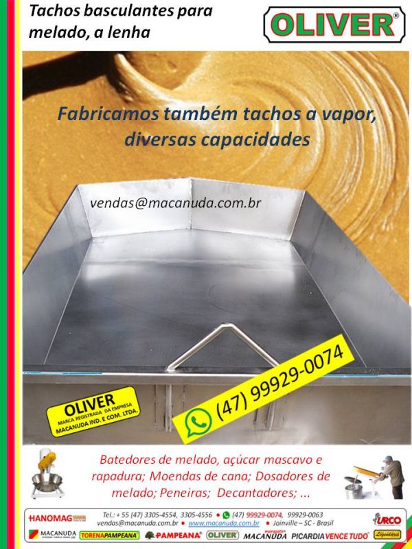 Maquinário de Fabricar Melado e Açúcar Mascavo MACANUDA