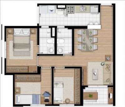 APARTAMENTO 55 a 69m² 2 a 3 dorms (1 suíte) 1 vaga