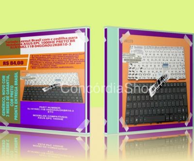 Teclado Layout Brasil com c cedilha para Notebook ASUS EPC 1000HE PRETO BR