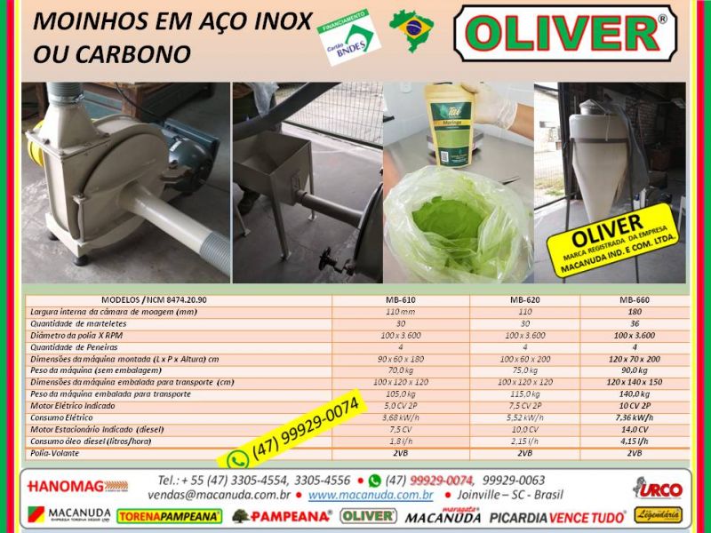 ORA PRO NOBIS | Máquinas para produção de farinha MACANUDA OLIVER