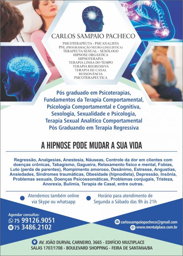 TERAPIA COM RESSONÃNCIA PSICOTERAPÊUTICA FEIRA DE SANTANA 75 991269051 whatsapp