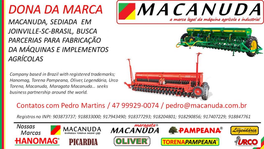 PLANTADEIRAS com a Marca MACANUDA - Empresa do Brasil Busca Parcerias