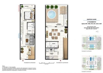 DUE CAPRI - Cobertura Duplex 1 quarto 85,30m² no Noroeste