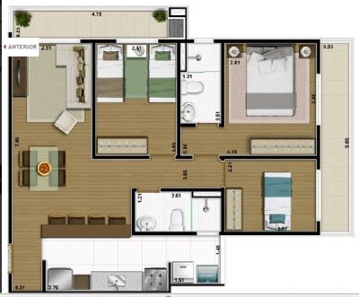 APARTAMENTO GUARULHOS IMOVEIS 82 M2 SUITE 3 DORMS 2 VARANDAS