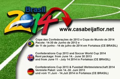 Hospedagem (8-10 pessoas) para  Copa das Confederações de 2013 e Copa do Mundo de 2014 
