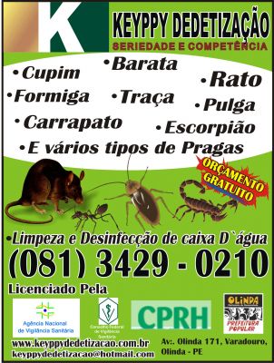 DEDETIZAÇÃO E LAVAGEM DE CAIXAS DE ÁGUA