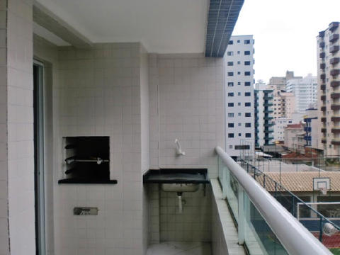 Temporada - Apto com churrasqueira na sacada - Praia Grande