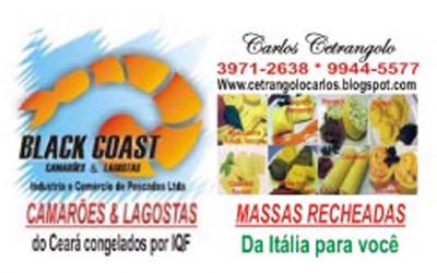 CAMARÕES, LAGOSTAS e MASSAS RECHEADAS.