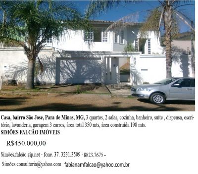 casa em para de minas, mg 3 quartos bairro sao jose