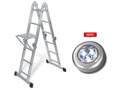 ESCADA MULTIUSO SUPER LADDER + LUMINÁRIA DOT IT PRATA