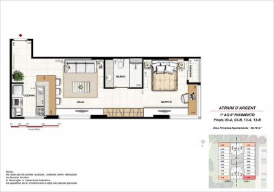 ATRIUM D'ARGENT - Apto 1 quarto 48,76m² no Noroeste