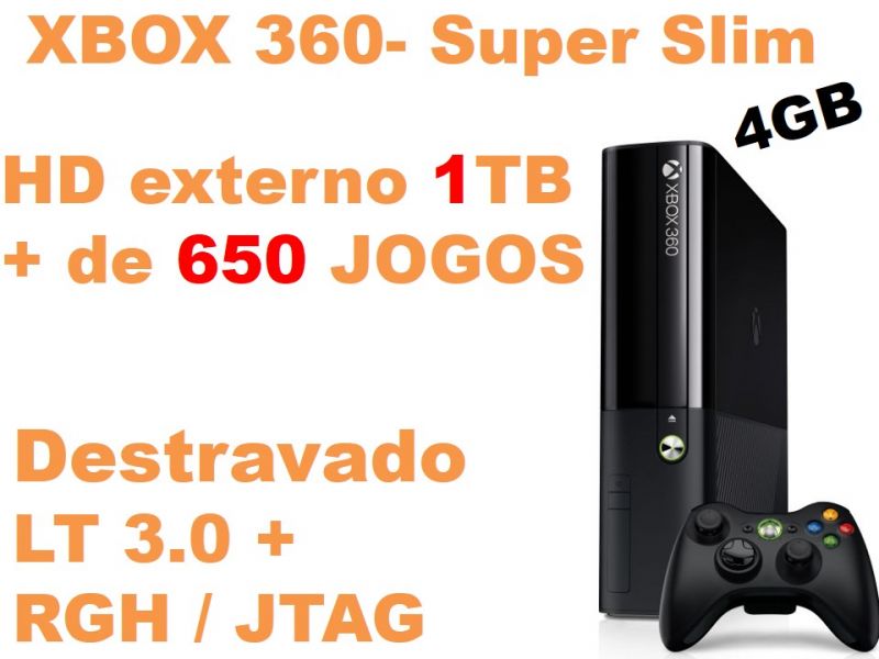 Xbox 360 destravado + HD 1 tb com 650 jogos 