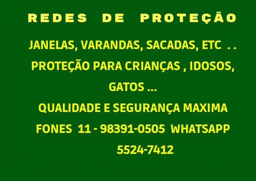 Redes de Proteção no Campão Redondo, (11)   98391-0505 