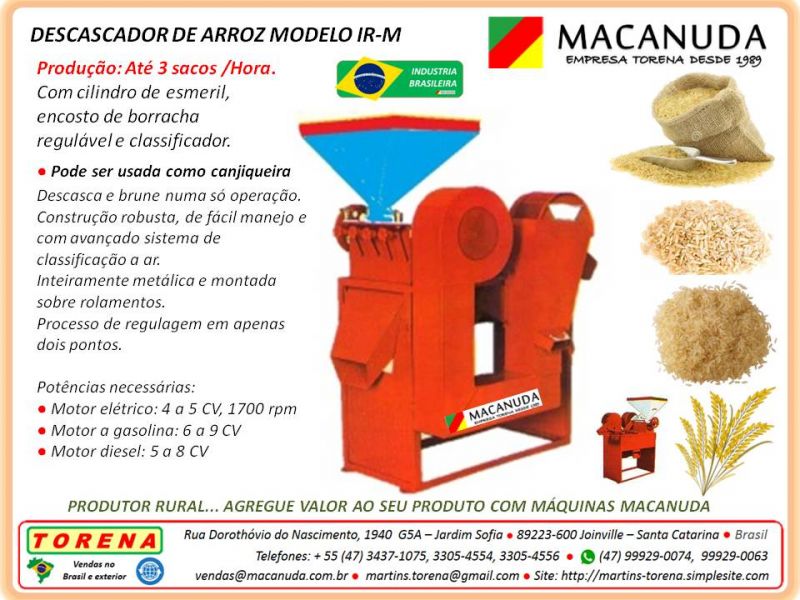 Descascar Arroz Máquinas Profissionais marca MACANUDA