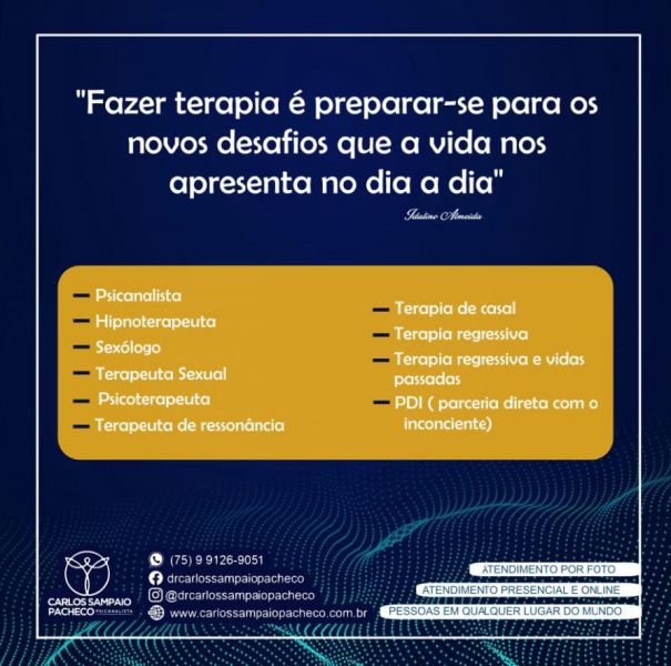 PSICANALISTA FEIRA DE SANTANA 75 991269051 whatsapp