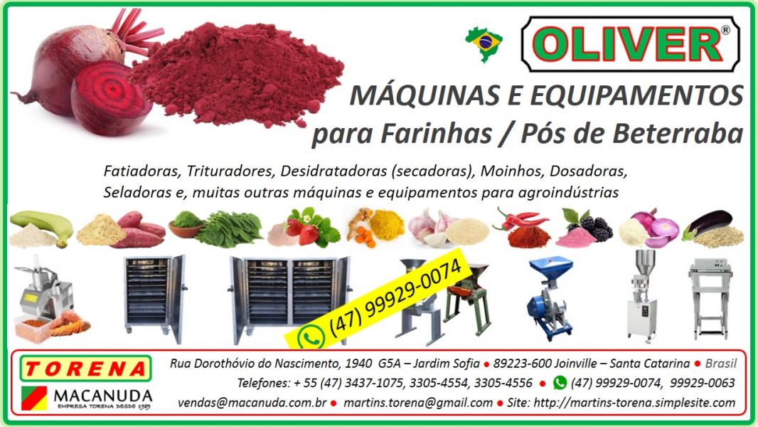 Fabricar Pó de Beterraba Moinhos Industriais Oliver, Uma Marca Macanuda