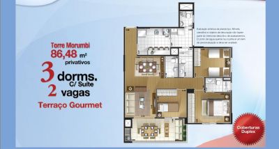 Vendo APTO no SAINT PAUL RESIDENCE / 86m² / 2 vagas