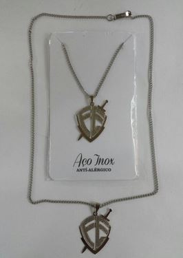 Corrente Colar Pingente Escudo Fé André Valadão