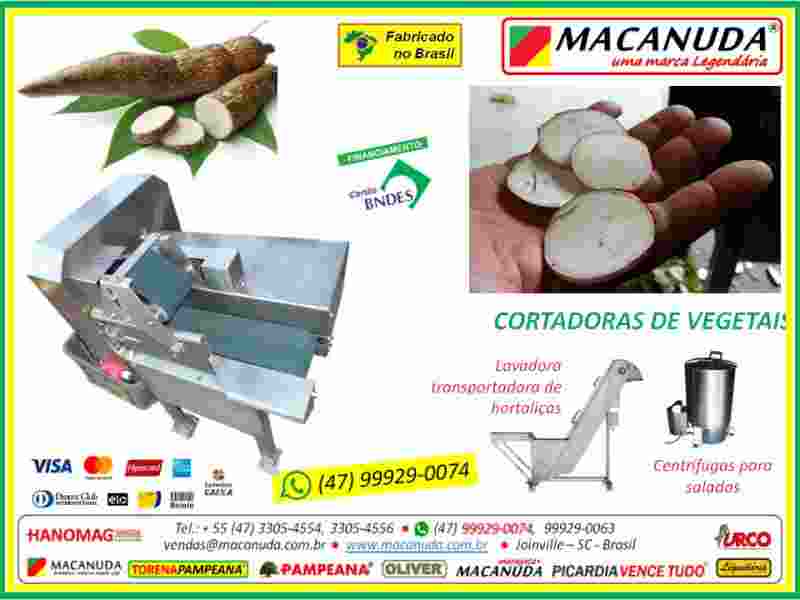 Máquina Industrial de Fatiar Abobrinha Verde Marca MACANUDA