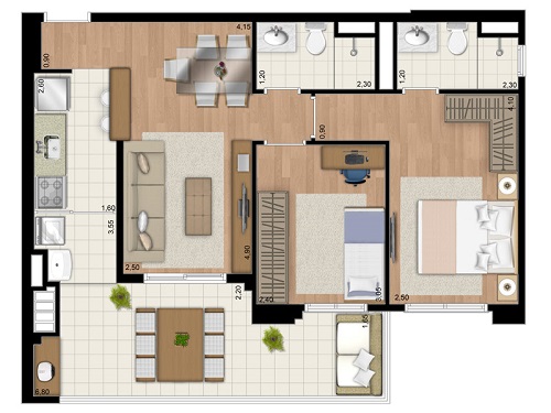 Belém - Apto. 2 dorms. 1 suite - 1 vaga