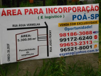 Poá-sp, Terreno de 5.300,00 m2., podendo ser até superior, mas negociado por quem oferece.