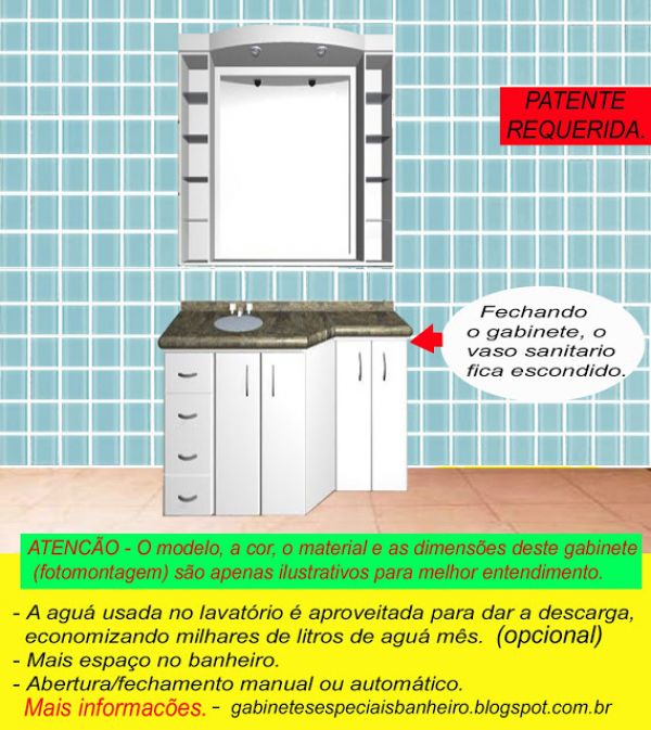 Armários / Gabinetes para Banheiro que ECONOMIZA água e espaco.