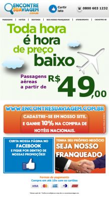 Passagens Aéreas Promocionais Todos os Dias! Apartir de 39.00!