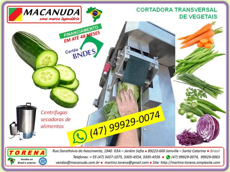 Máquina Industrial Macanuda para fatiar pepino com regulagem de corte