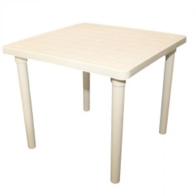 Mesa Retangular Pranchão de plástico branca.