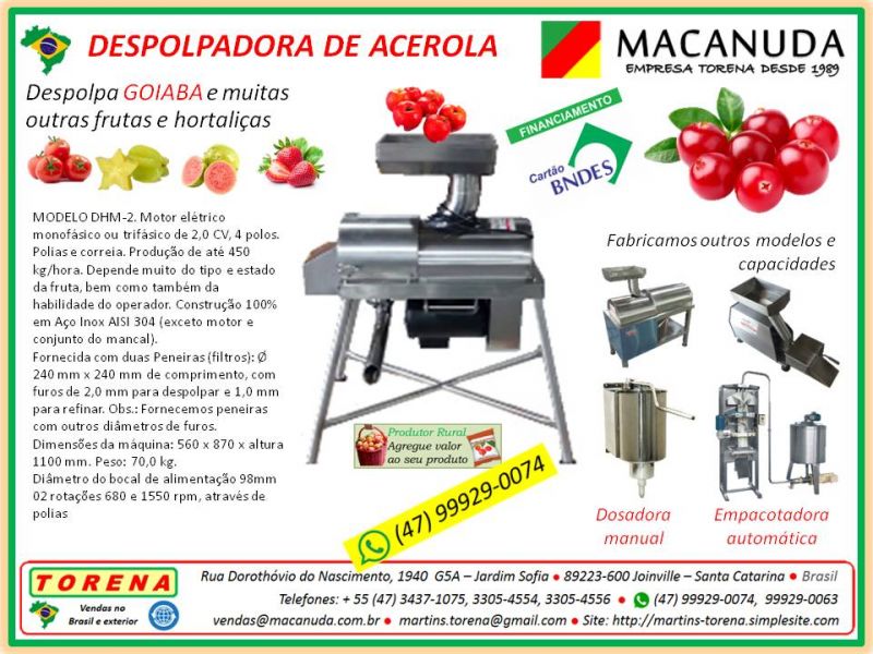 Pampeana Macanuda Despolpadora de Acerola