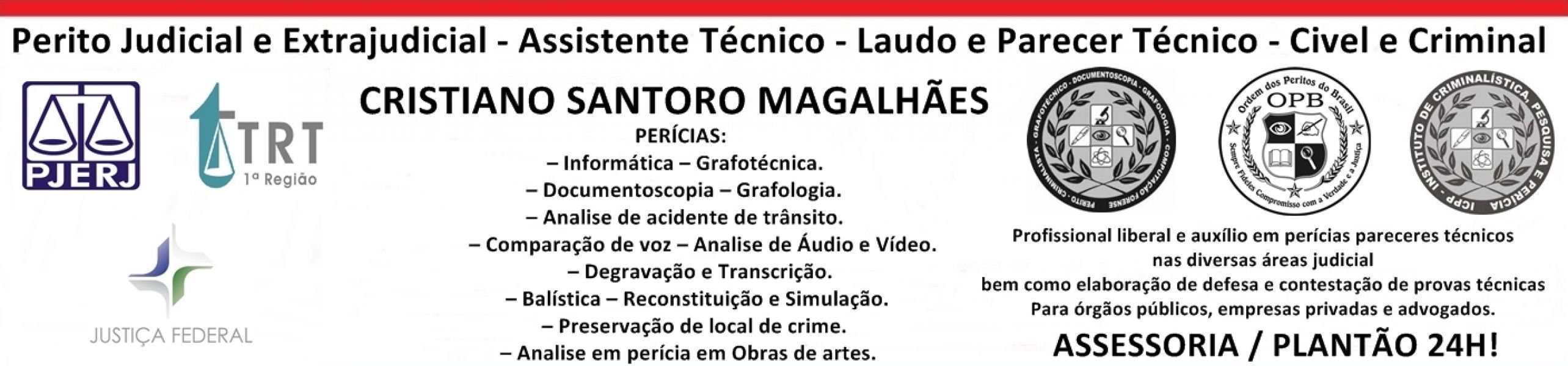 Perícia em acidente de transito, Analise de audio e video, grafotécnico - Cristiano Santoro
