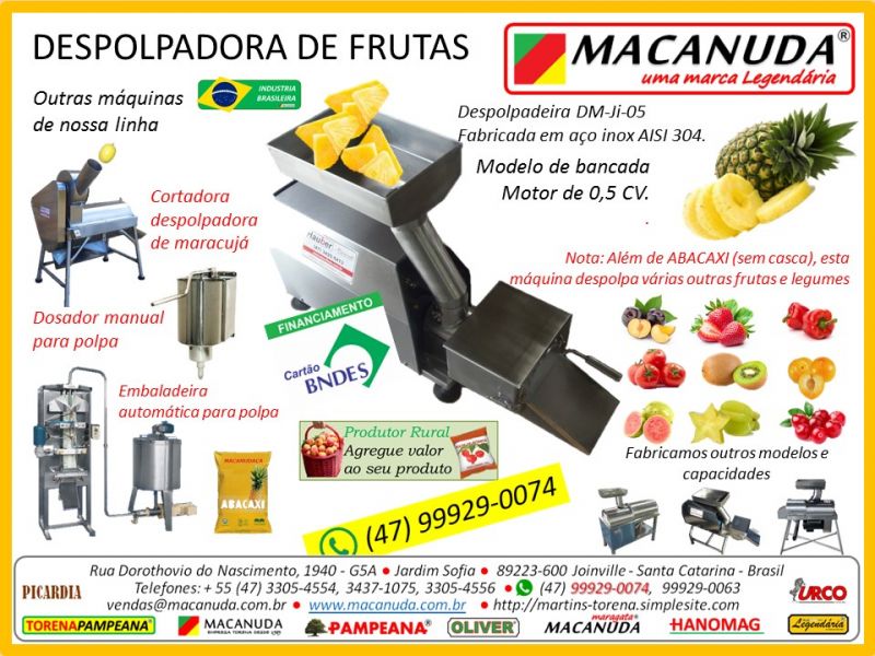 Despolpadeiras de Frutas em até 48 meses pelo Cartão BNDES