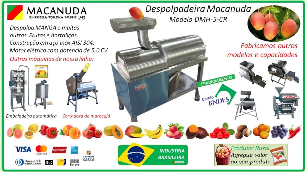 Despolpadora de frutas industrial, marca Macanuda