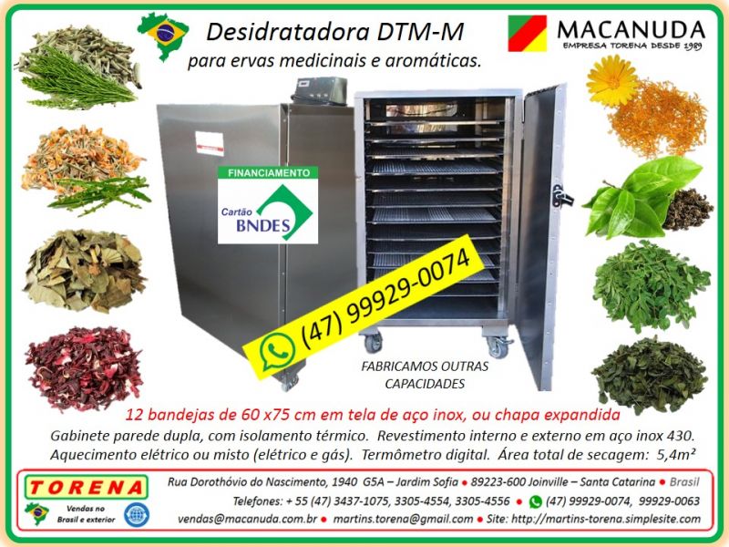 Desidratar ervas medicinais equipamentos industriais marca Macanuda