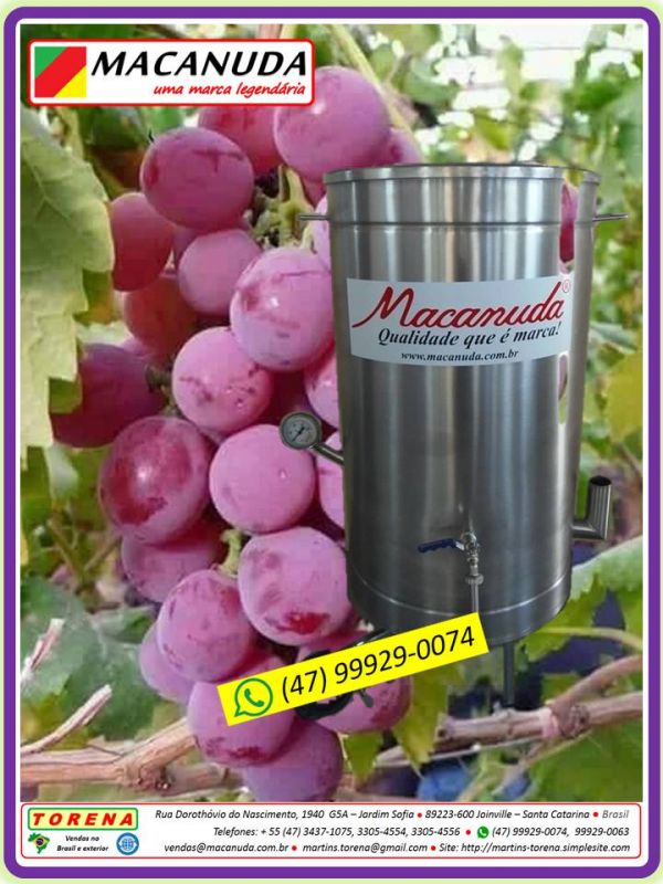 Extratora de suco a vapor capacidade 18 kg de uva, marca Macanuda