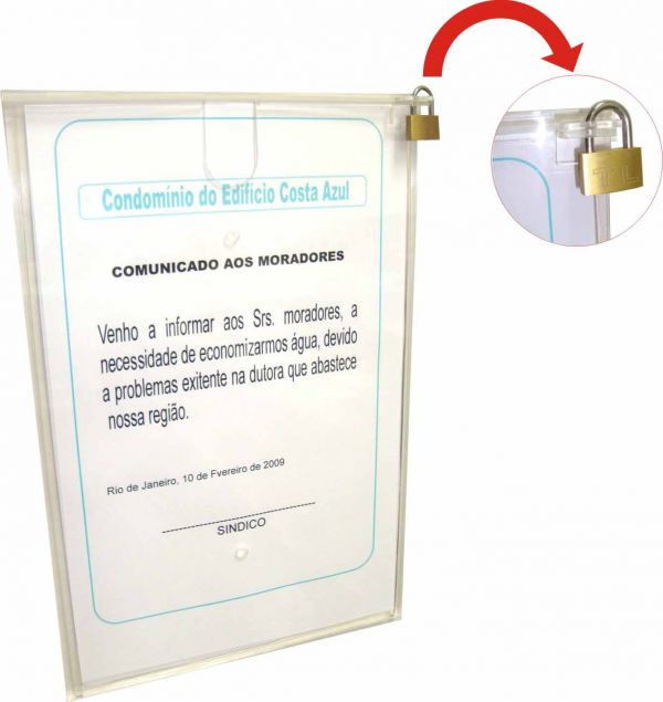 Envelope Acrílico com cadeado