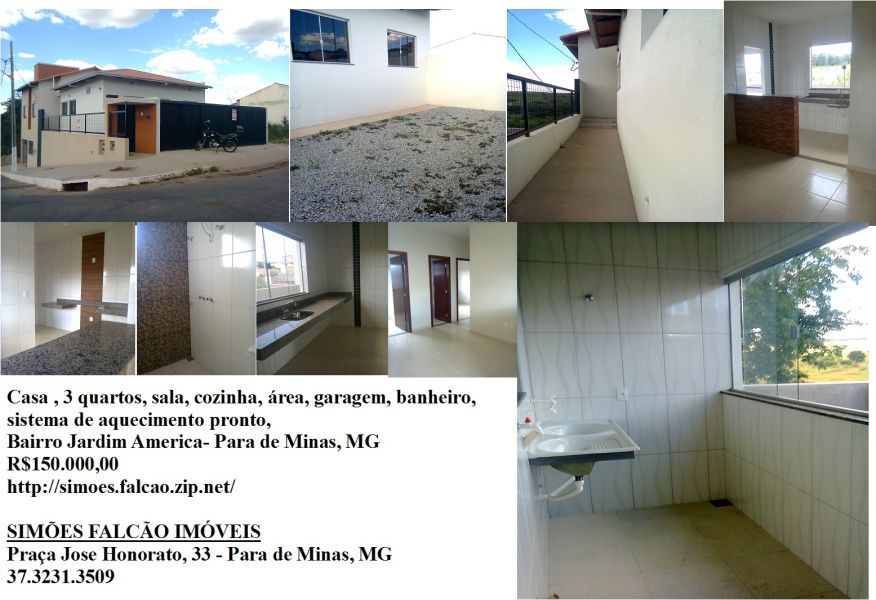 Casa 3 quartos jardim america, para de minas, mg