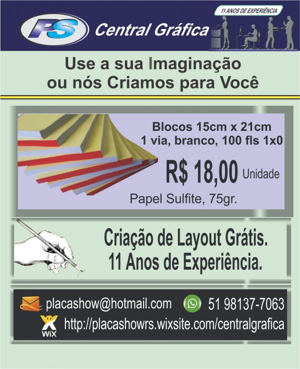 Gráfica, Cartões de Visita, Panfletos, Imã de geladeira, Receituários, Blocos
