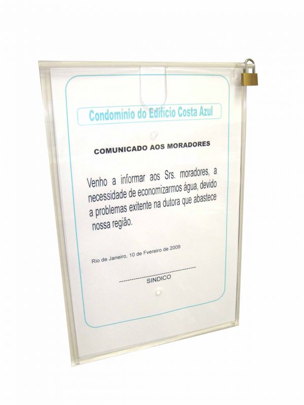 Envelope Acrílico com cadeado