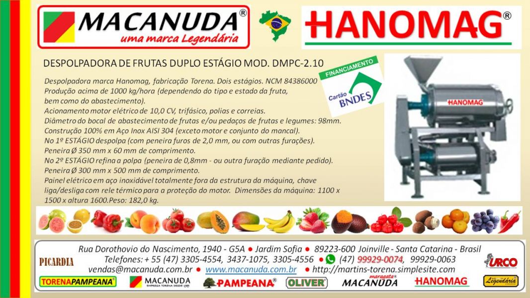 Máquina de Fazer Polpa de Frutas em até 48 meses pelo BNDES