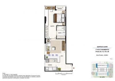 DUE CAPRI - Apto 1 quarto 48,86m² no Noroeste