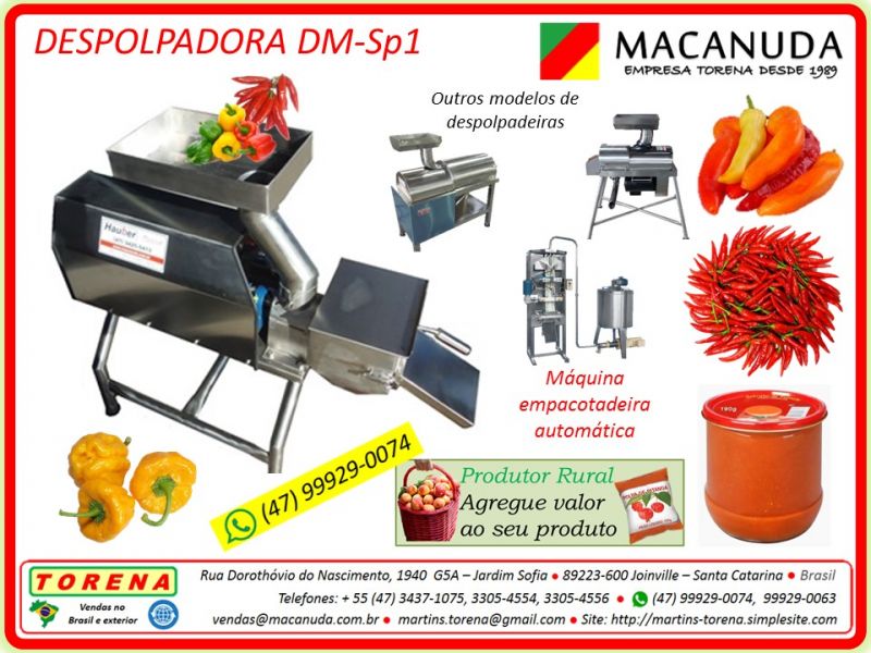 Despolpadeiras de Pimentões, Pimentas, Tomates Marca Macanuda